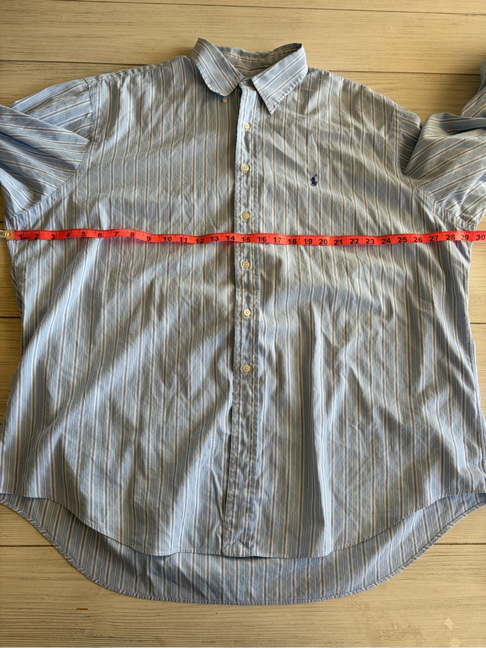 Ralph Lauren Blue Striped Button-Down Shirt | Men’s 18 / 34-35 - Picture 5 of 8